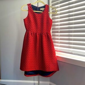 Anthropologie size 0 red/navy print high/low dress